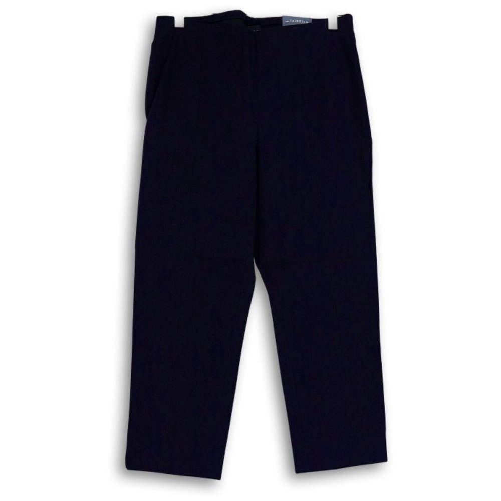 NWT TALBOTS CHATHAM STRETCH‎ SLIM LEG CROP PANTS NAVY 2P (PETITE)